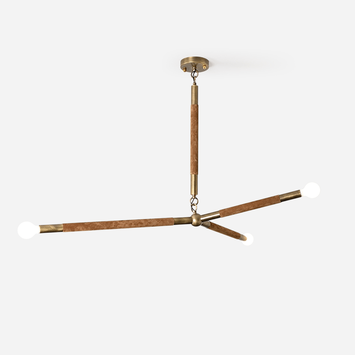 Solireon moderne kroonluchter met lineaire messing en leer