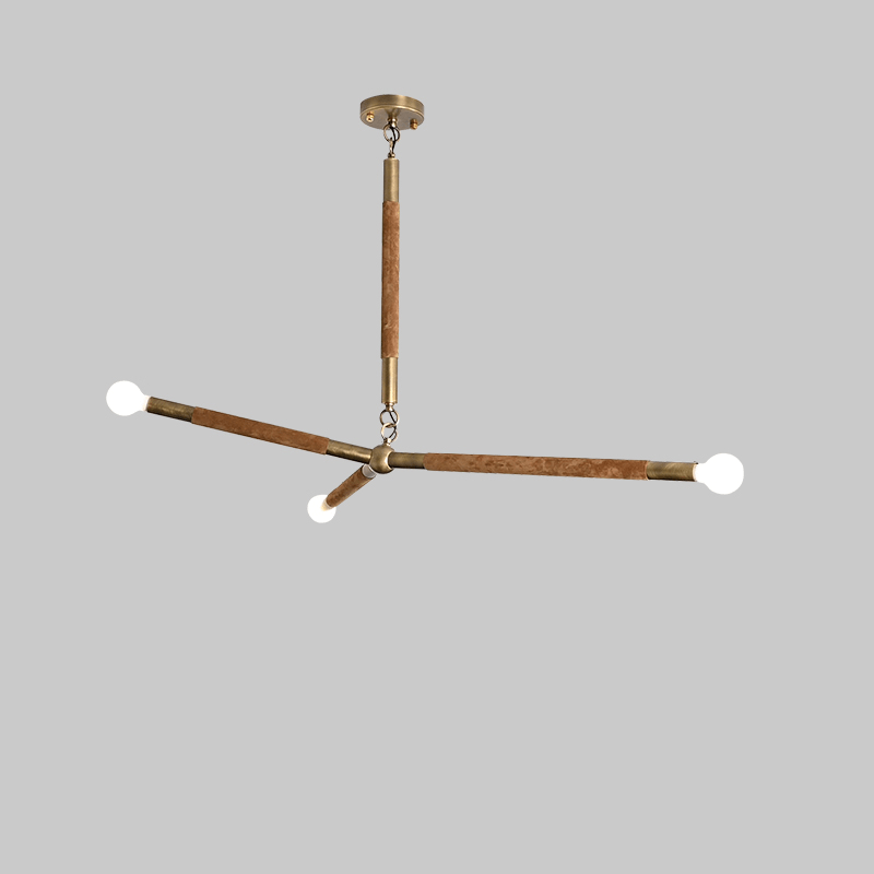 Solireon moderne kroonluchter met lineaire messing en leer