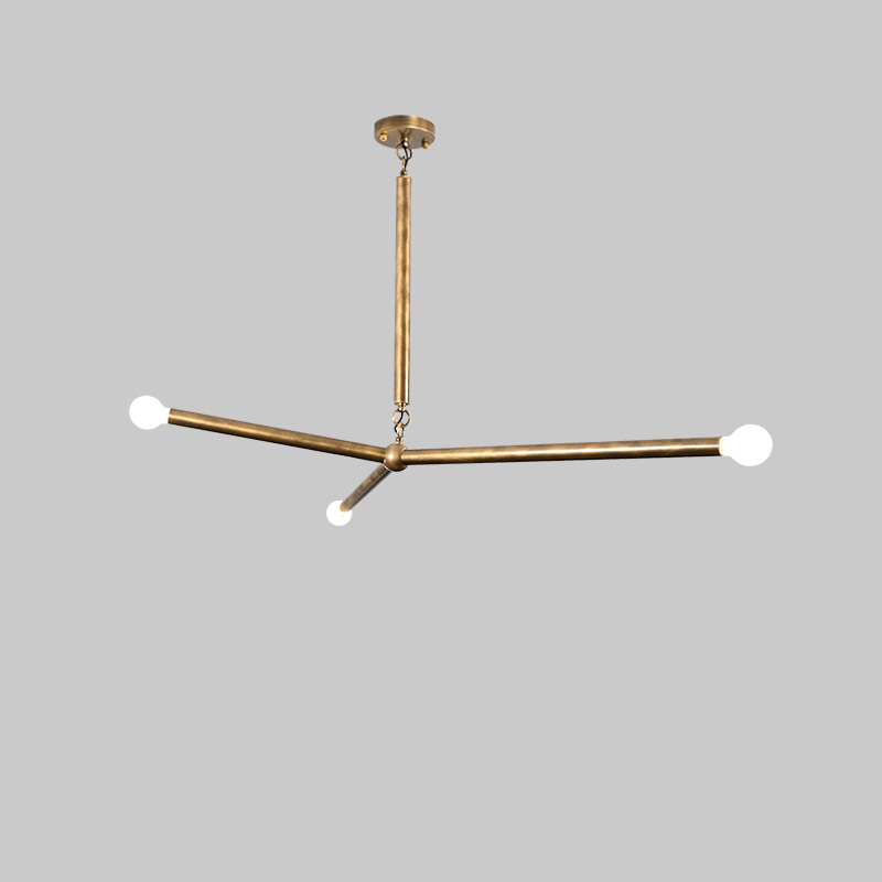 Solireon moderne kroonluchter met lineaire messing en leer