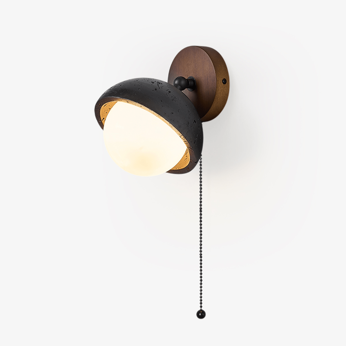 Serenaria bollen Zwart travertin Draaibaar wandlamp