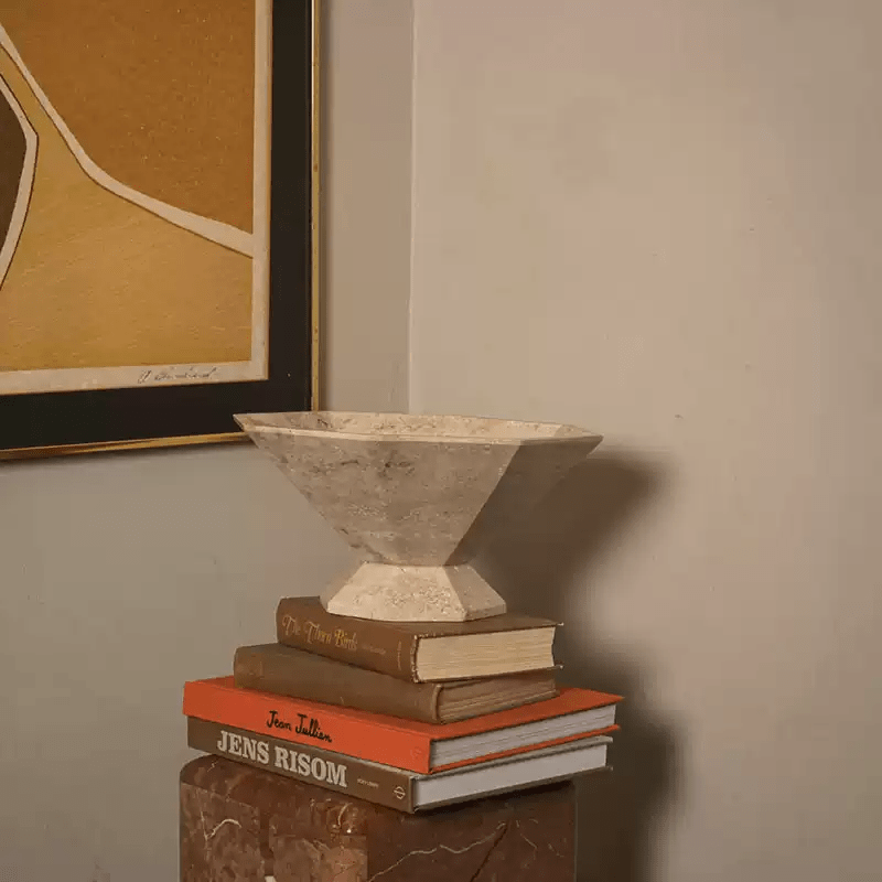 Selinel Facet Marmeren Pedestal Schaal