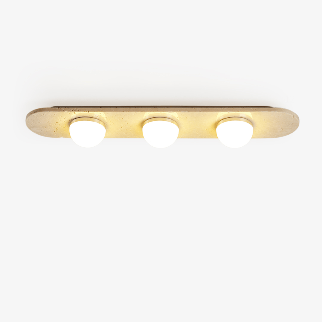 Ivan plafondlamp met drie balken in geel travertin