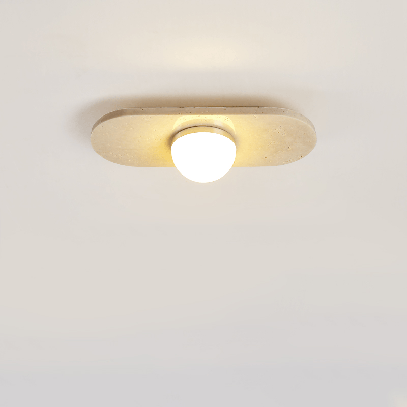 Ivan plafondlamp met drie balken in geel travertin