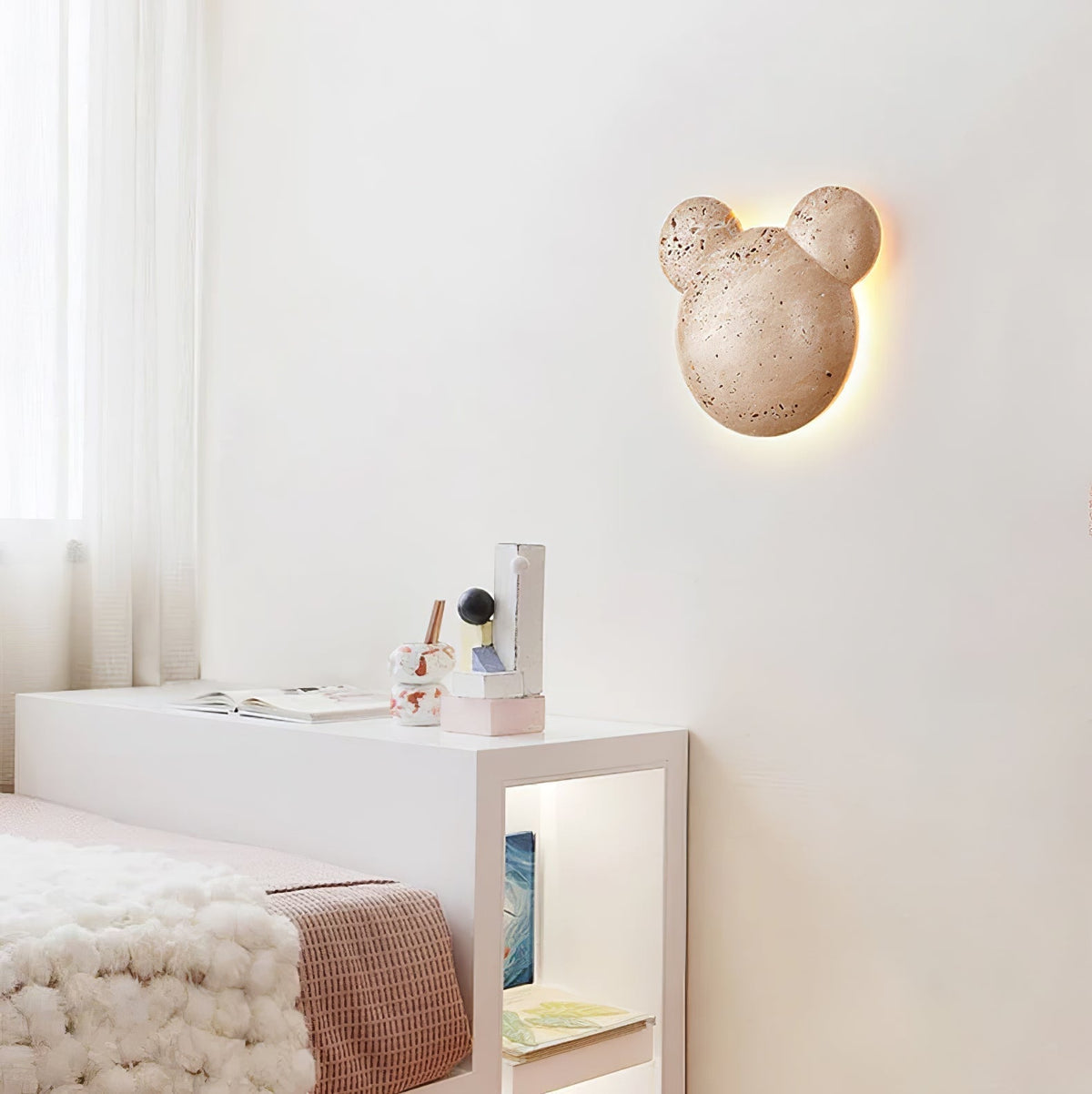 Tavi Geel travertin wandlamp