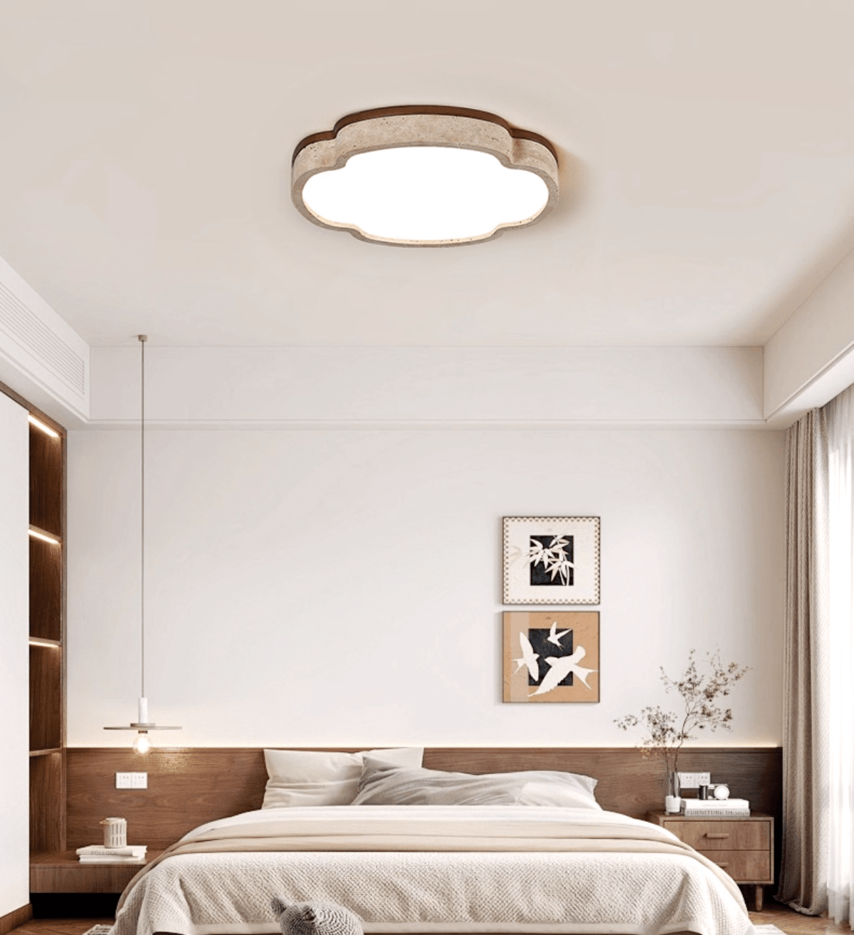 Vito Marshmallow vierbloemblaadjes Cloudform plafondlamp in geel travertin met bloemblaadjes