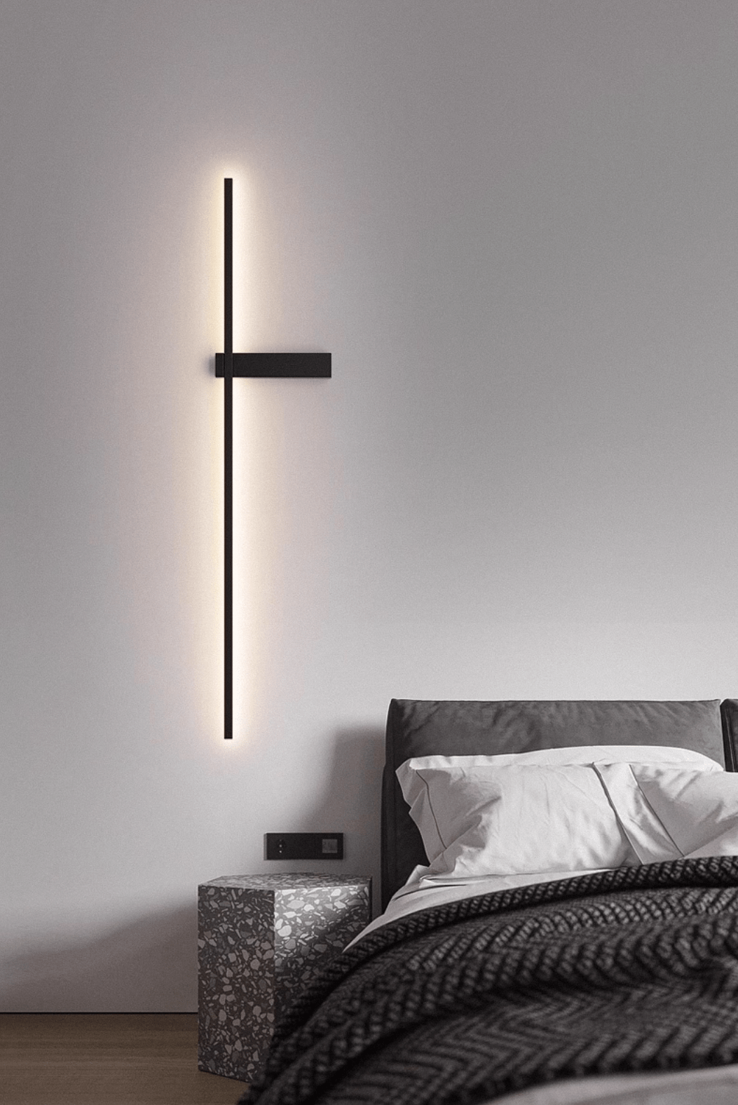 Mesv Lineair Oplaadbaar Zwart Wandlamp