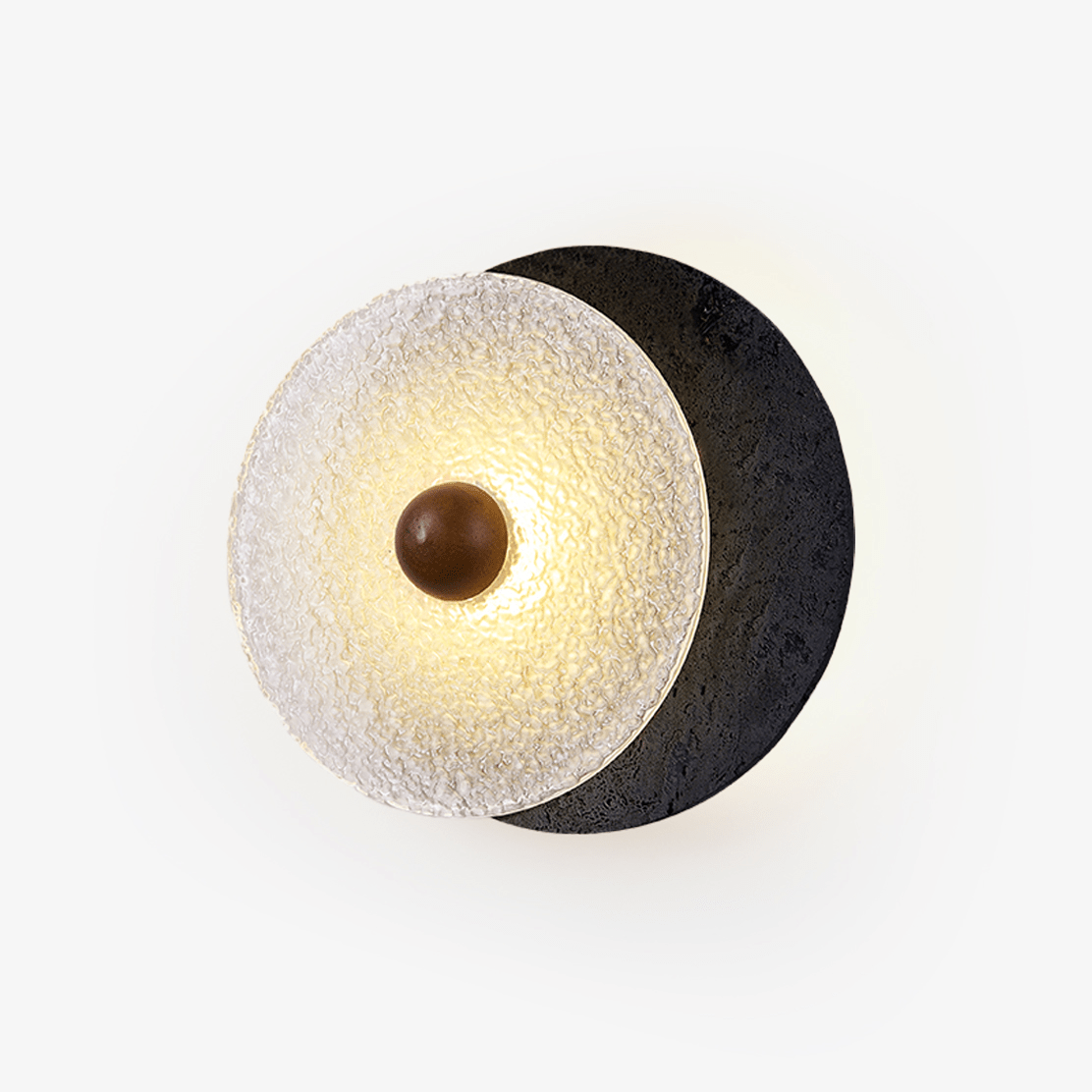 Valalaine Getextureerd Zwart Travertin Glas schijf Wandlamp