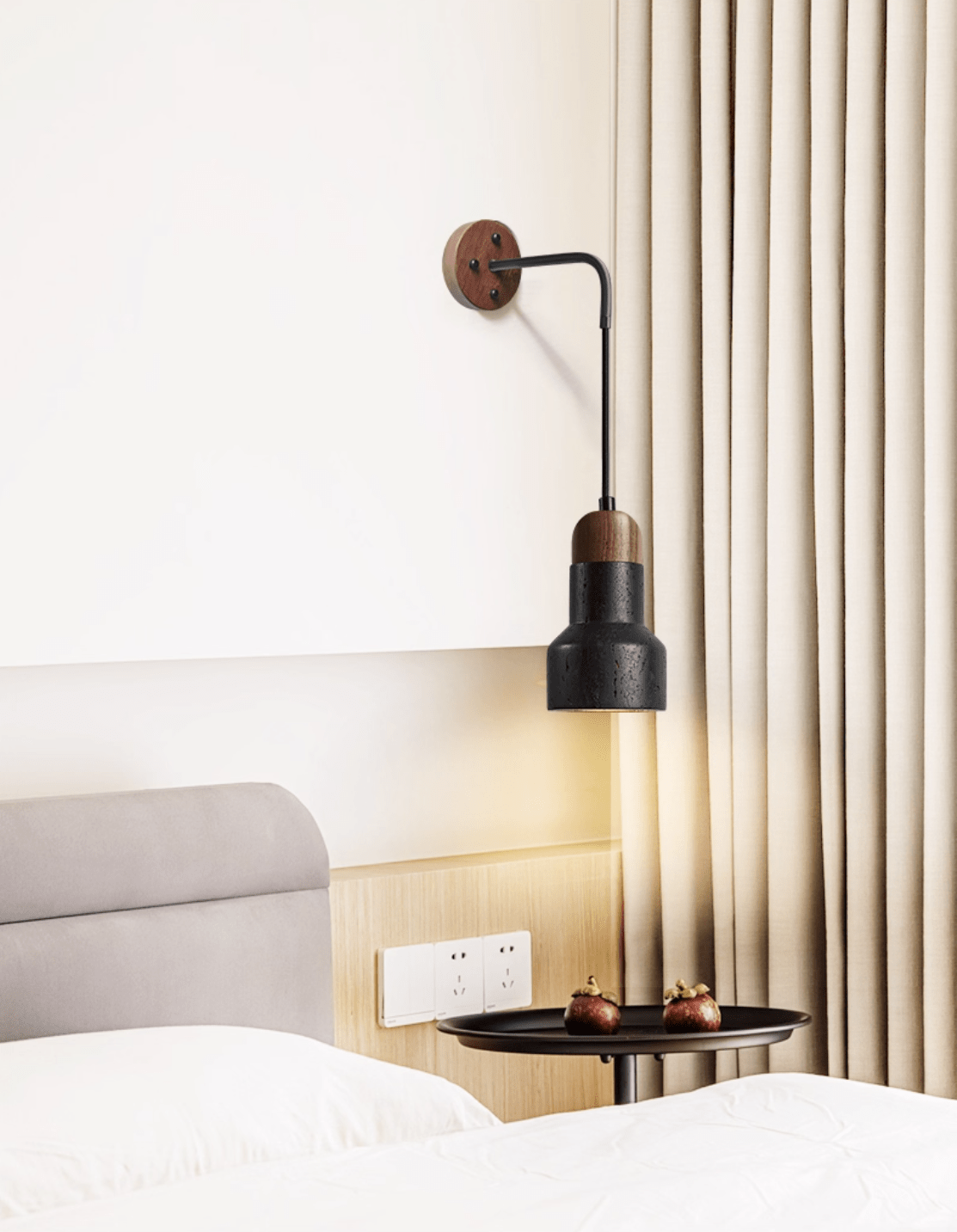 Alcarion Vintage Zwart travertin Riet wandlamp