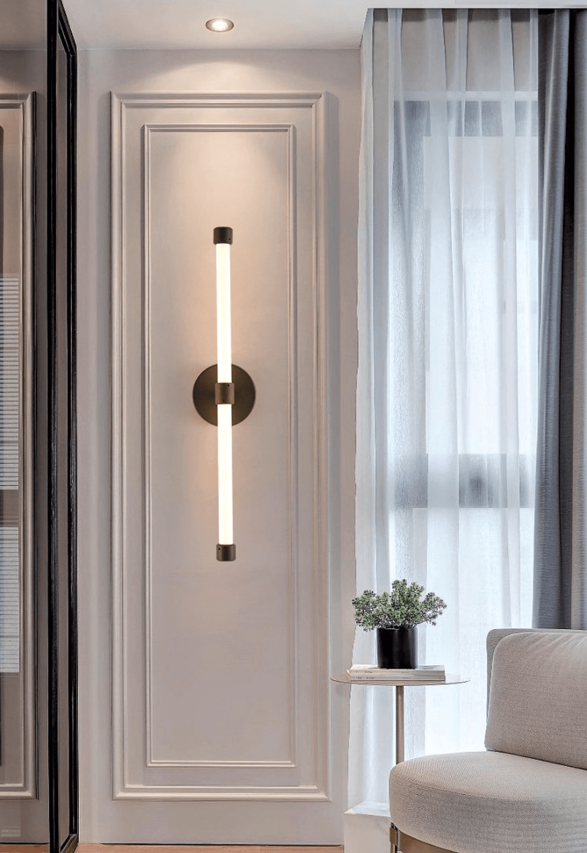 Voske verticale buis minimalistische messing wandlamp