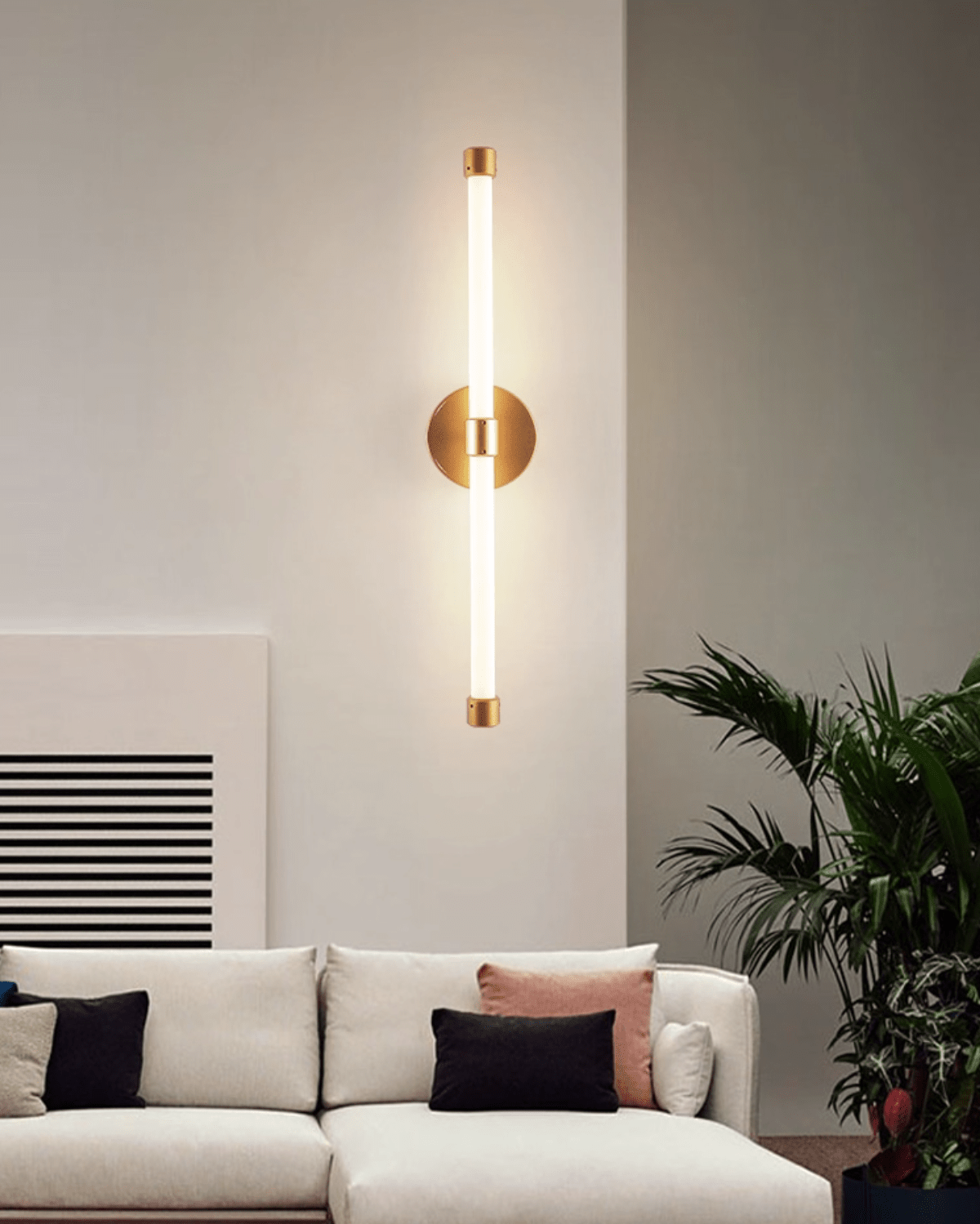 Voske verticale buis minimalistische messing wandlamp