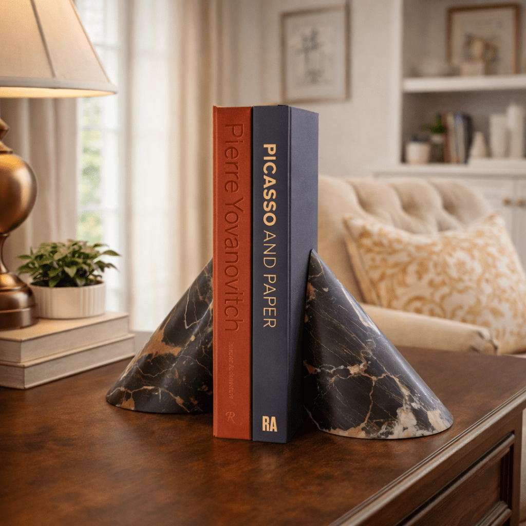 Bastion gebeeldhouwde marmeren boekensteunen