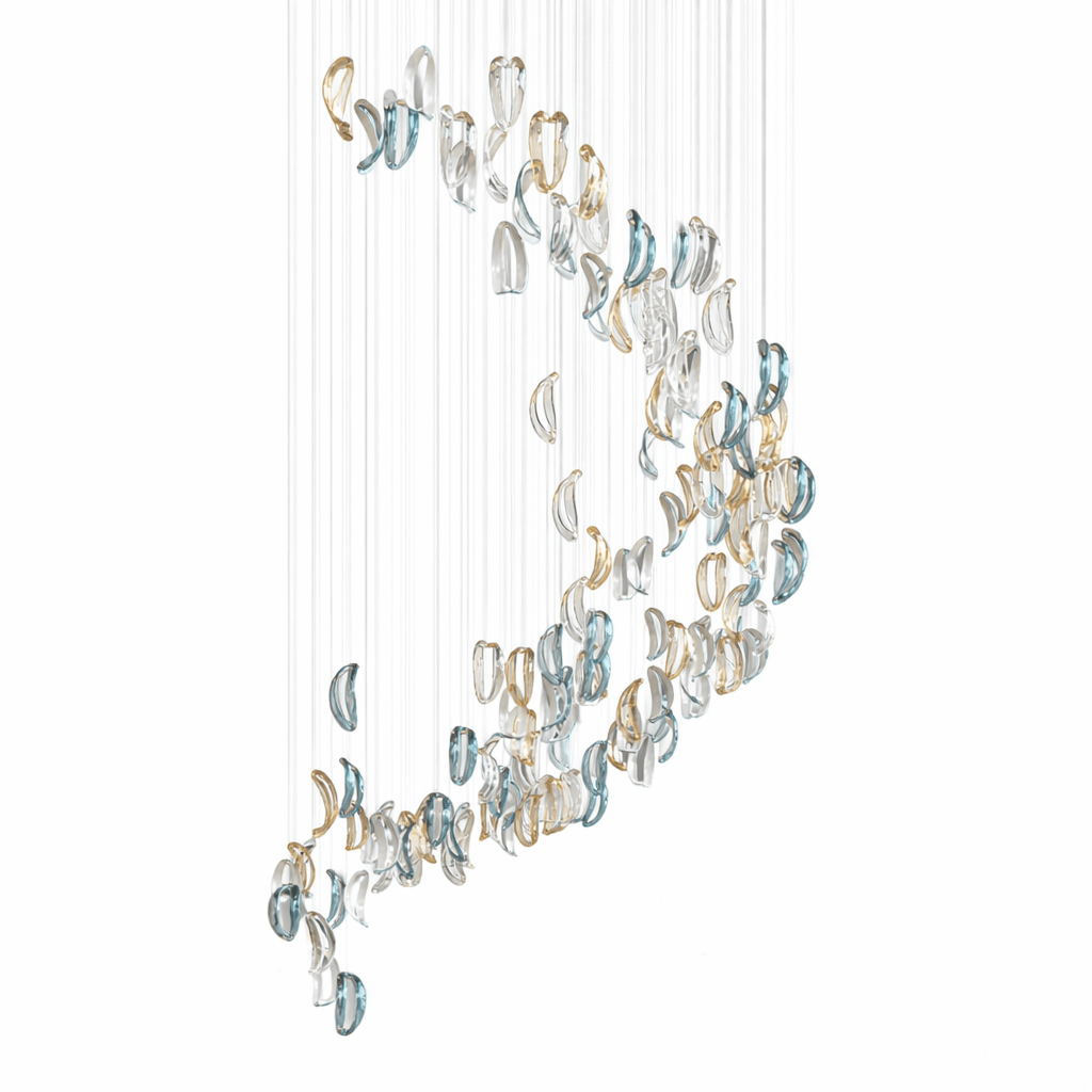 AquaFlux Grand Cascade Ripple glas Art Customize Kroonluchter