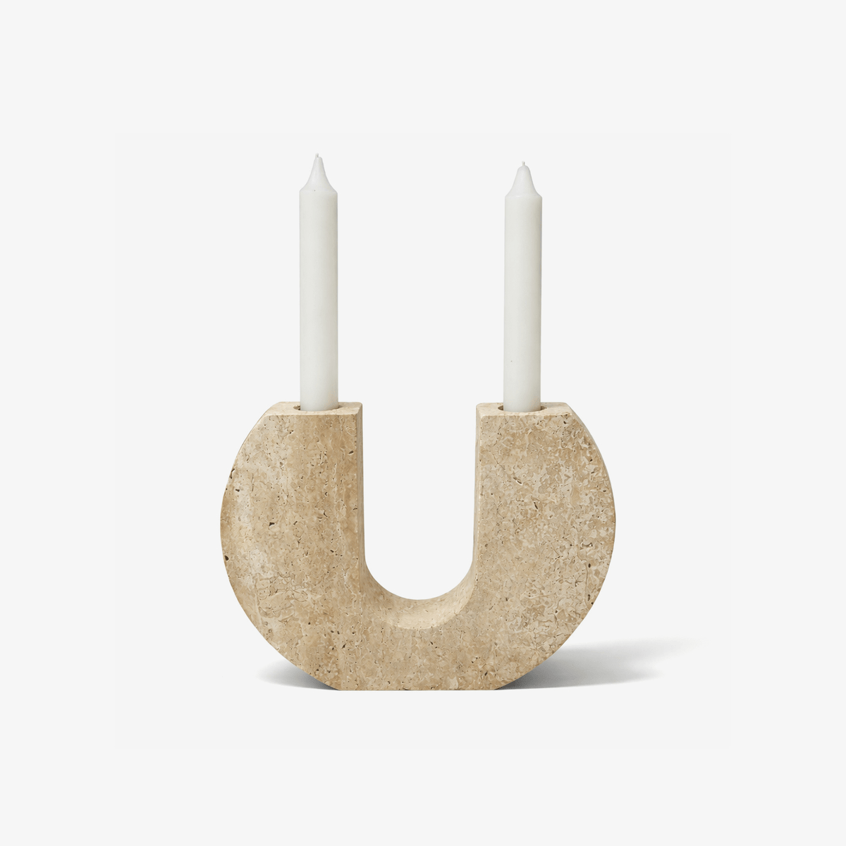 Stone Reliquary geel travertin kandelaar