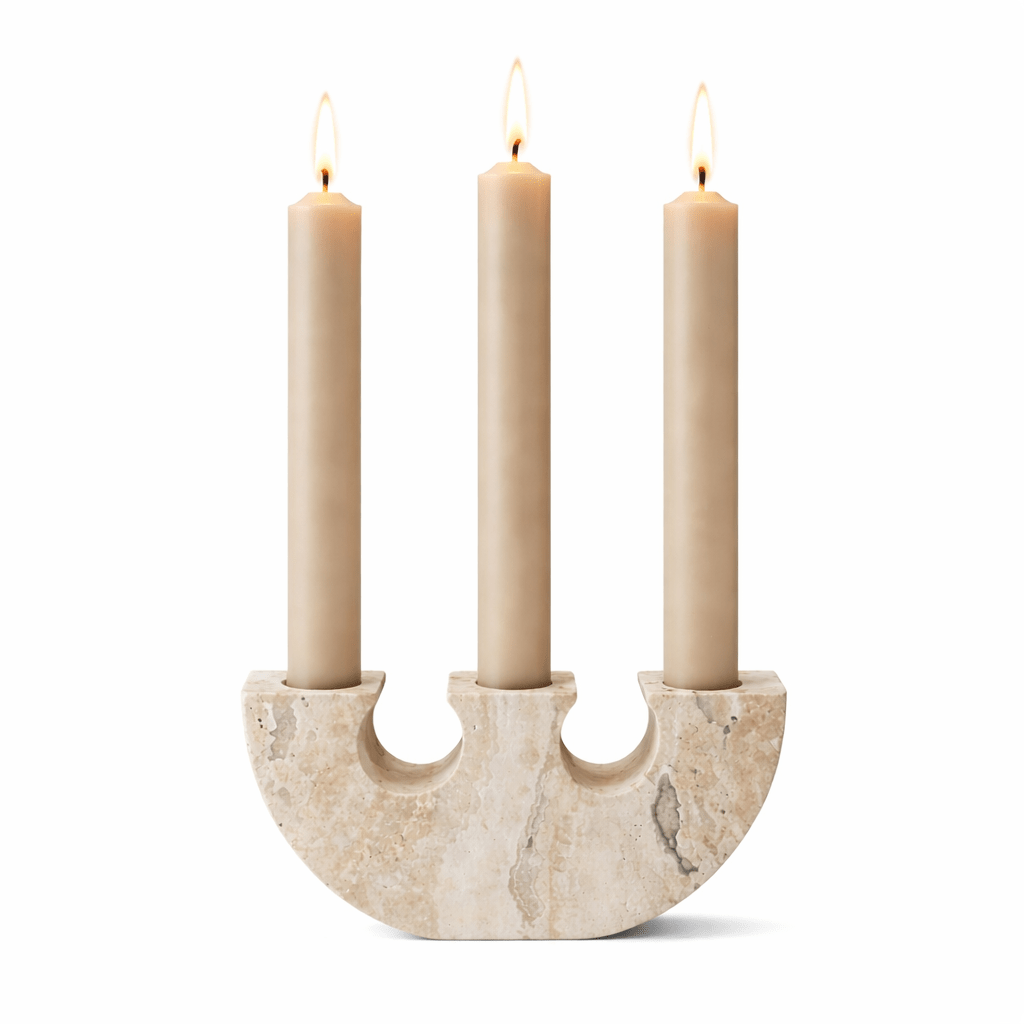 Stone Reliquary geel travertin kandelaar