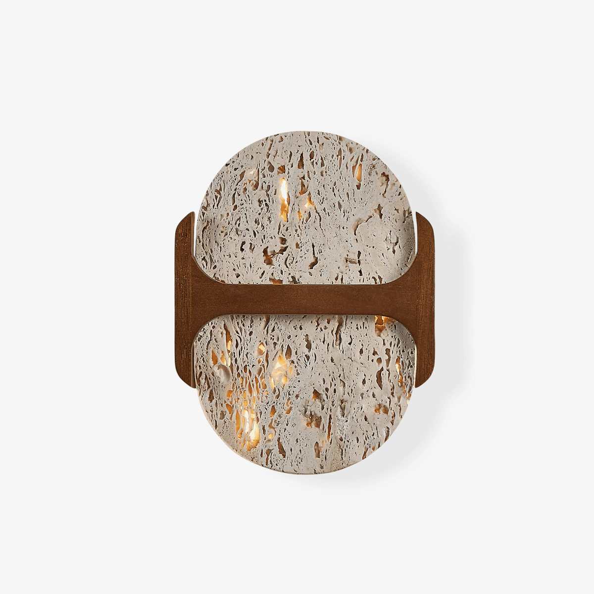 Seriaya wandlamp met geel travertin en walnoot