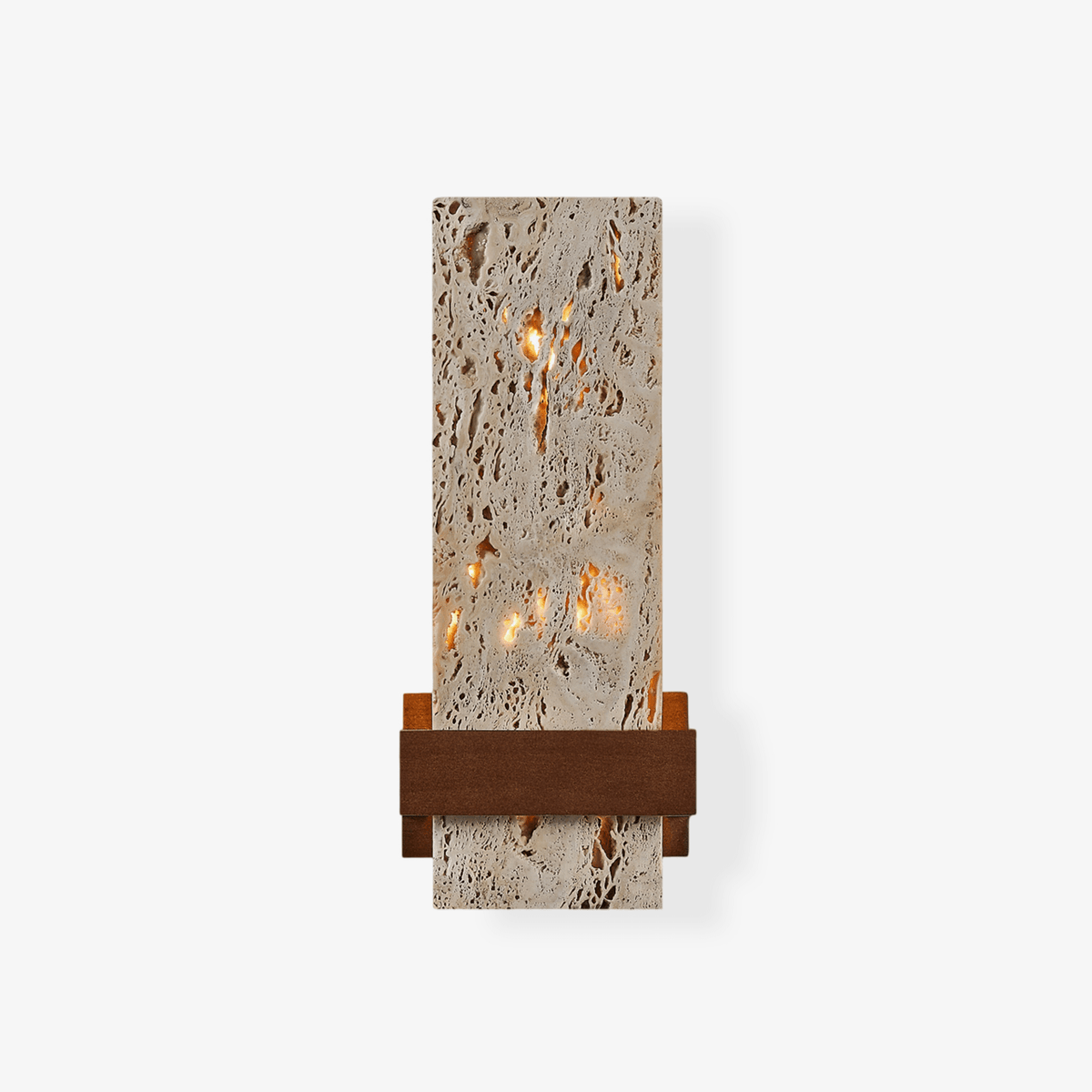 Brann Terra Geel travertin wandlamp met Walnoot