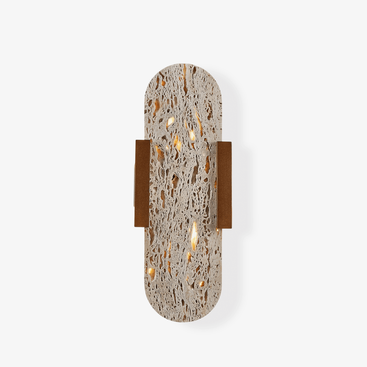 Seroaria wandlamp in Geel travertin met Walnootkleur