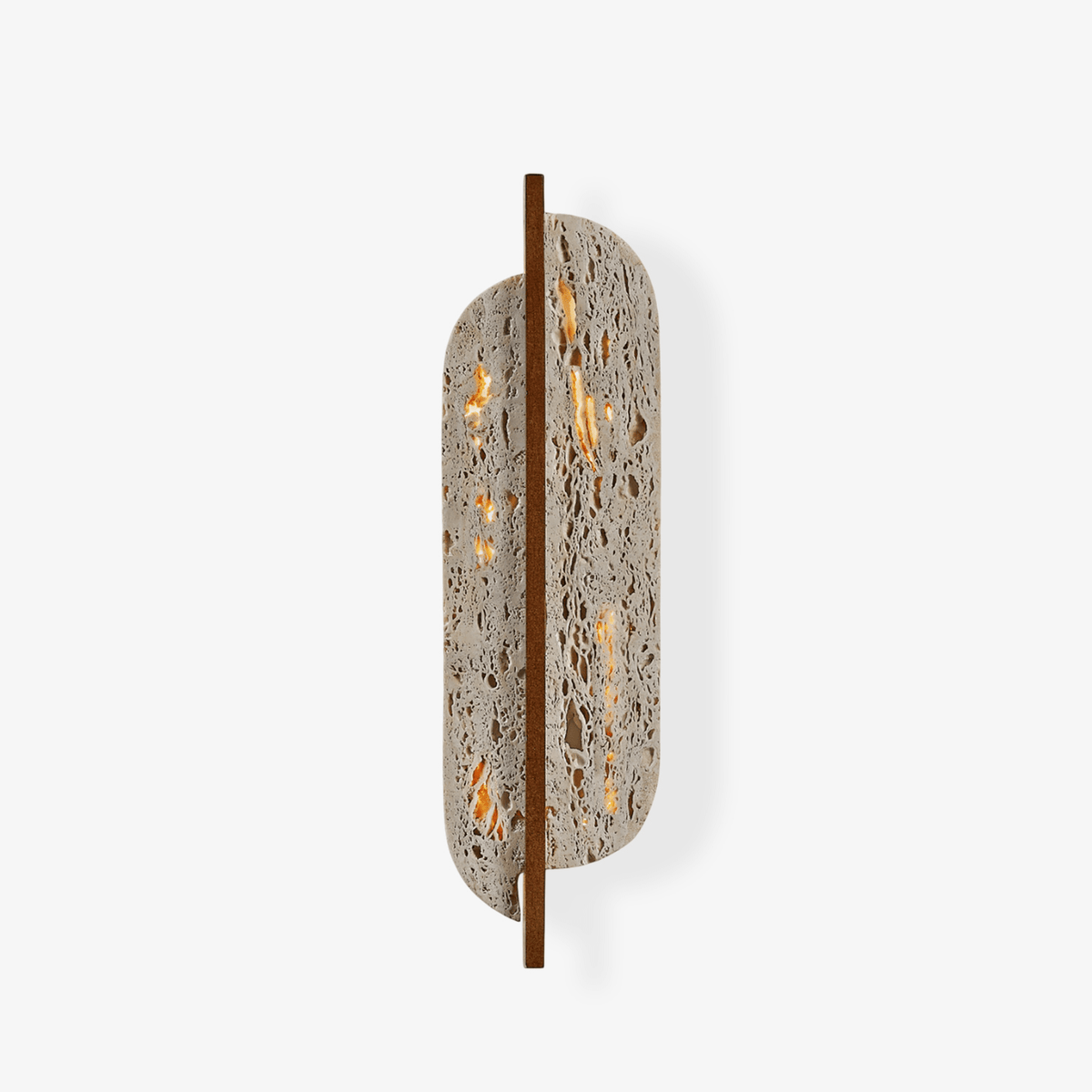 Serinaine wandlamp met geel travertin en walnoot