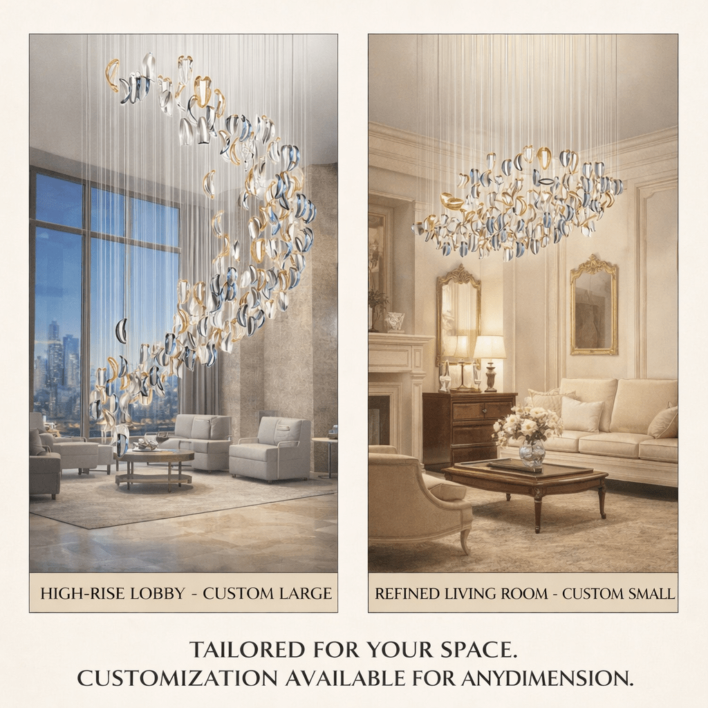 AquaFlux Grand Cascade Ripple glas Art Customize Kroonluchter
