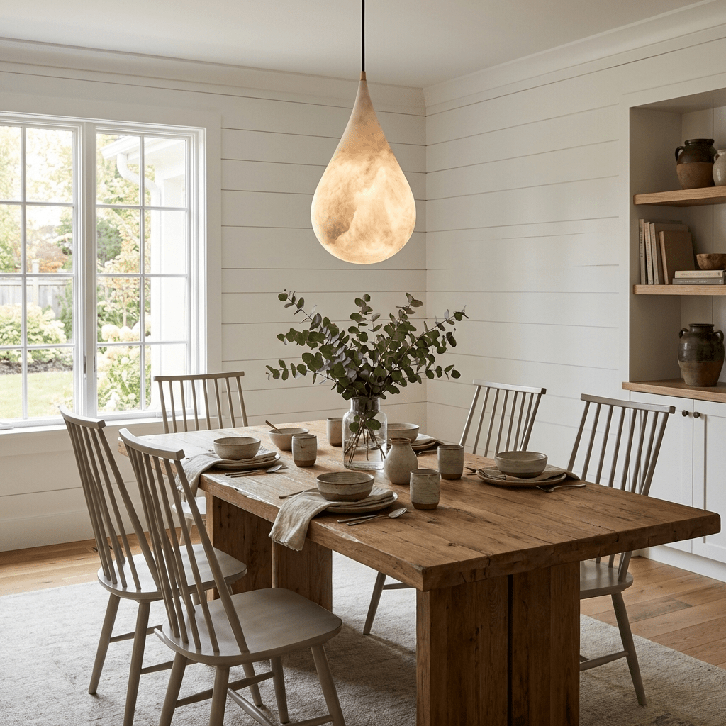 Avenith hanglamp met albasten druppelvormige kap