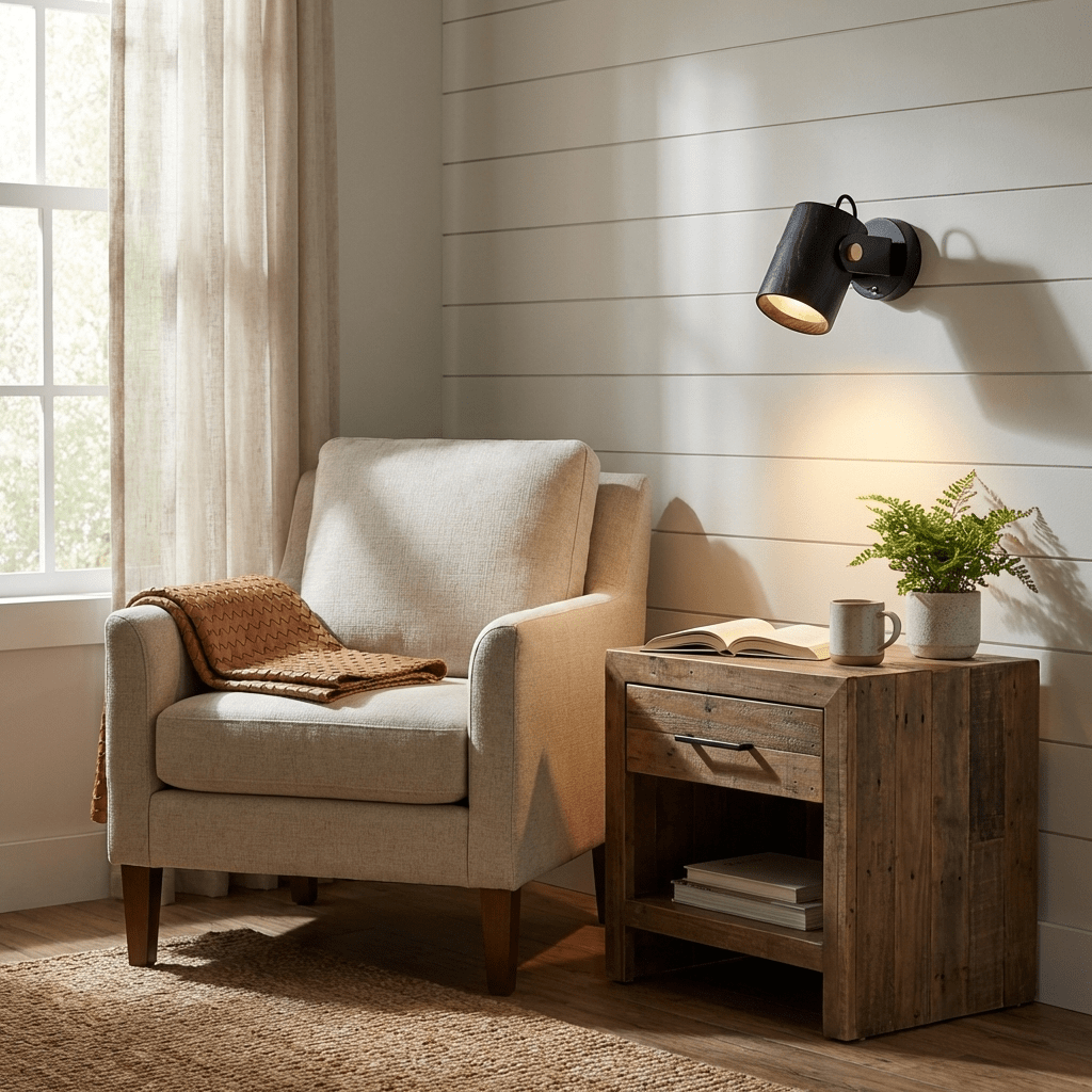 Rinenette Wandspot met houten kap