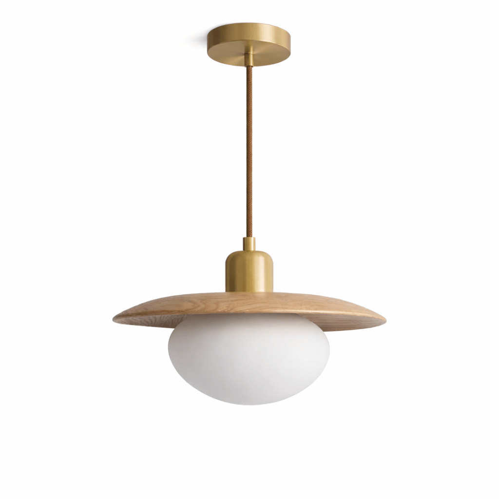 Solmere albast Houten hanglamp