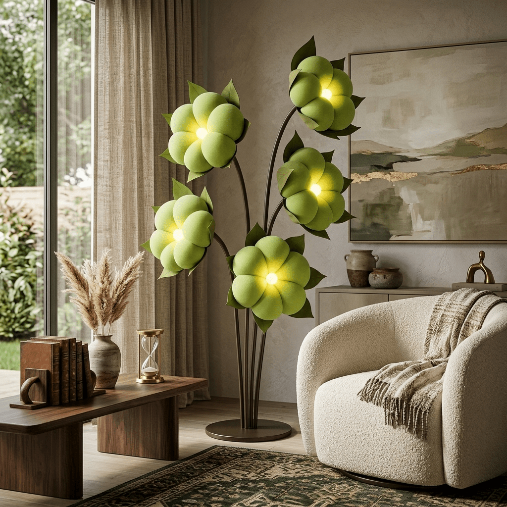 Sylvianne Groene Bloemblaad vloerlamp