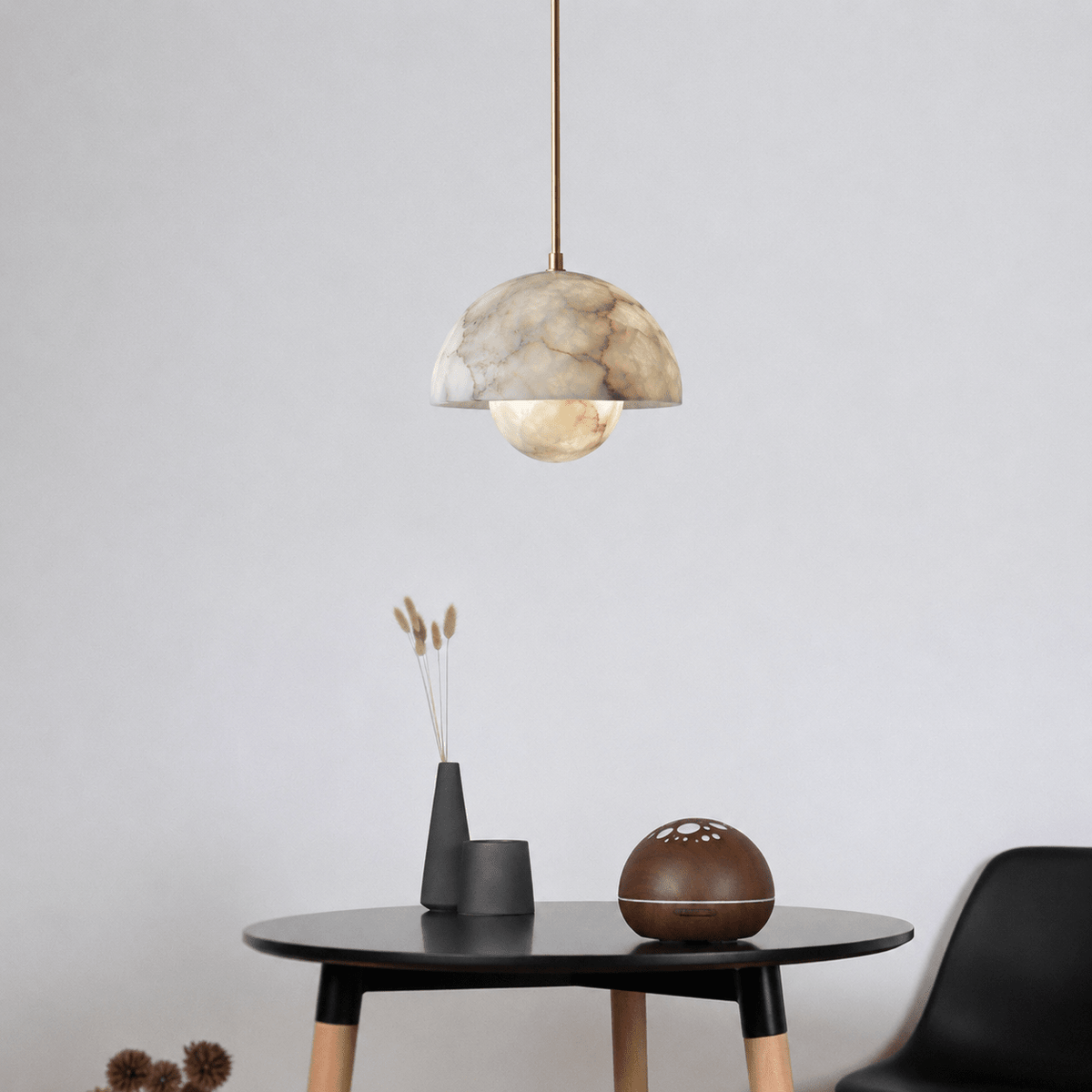 Albasten Bud koepelvormige hanglamp van messing