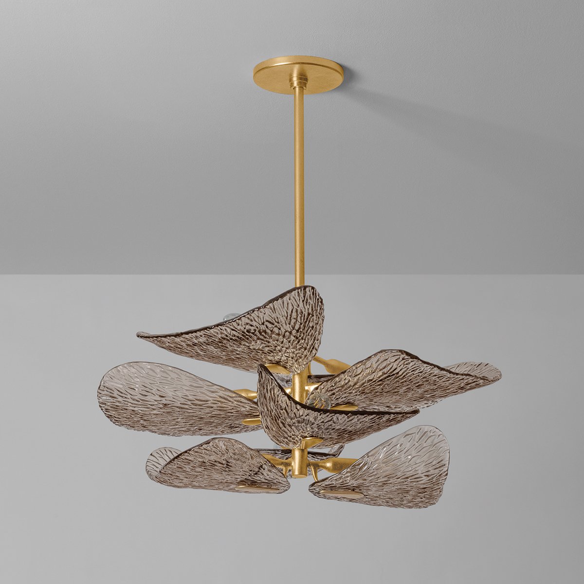 Celaline Kroonluchter Cardiff Piastra Glas Bloemblad Gelaagd brons