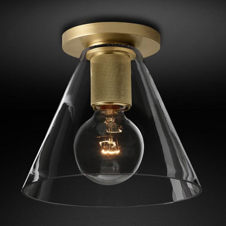 Elthyn plafondlamp conische kap glas messing minimalistisch industrieel
