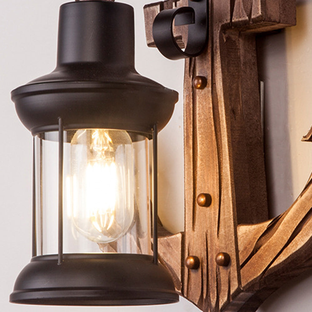 Carina Anchor Lantern Wall Lamp, Vintage/Antique, Wood, Bedroom