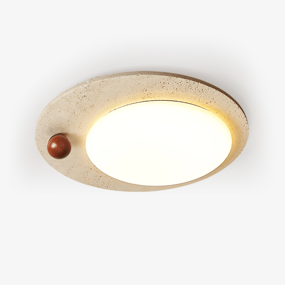 Aeolian cirkelvormige plafondlamp in geel travertin