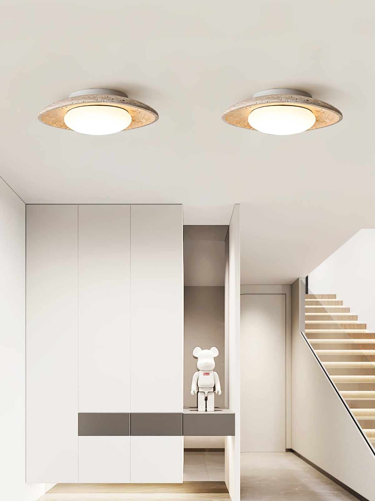 Serinora plafondlamp in geel travertin