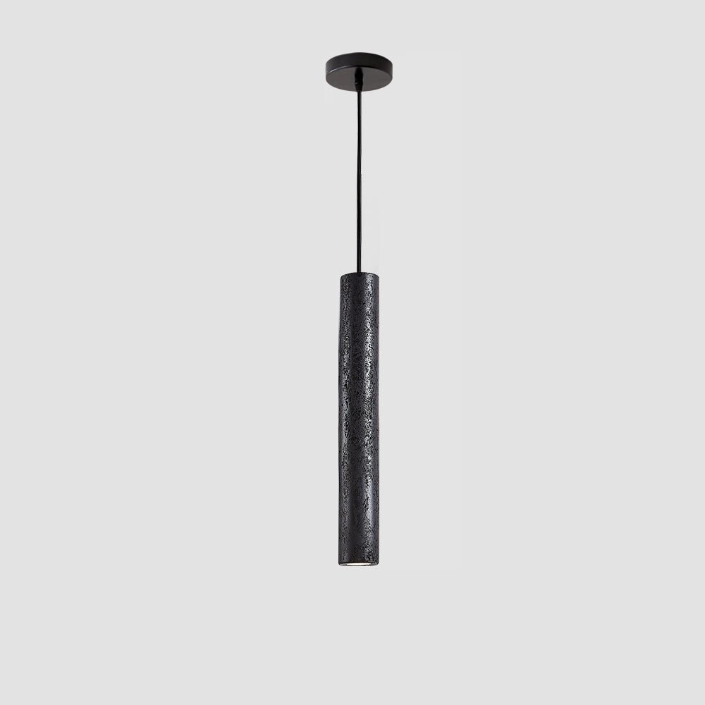 Fosb Slim Zwart travertin hanglamp met Buisvormige Behuizing