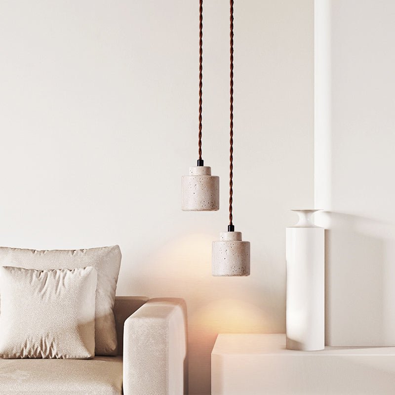 Elemental hanglamp van geel travertin