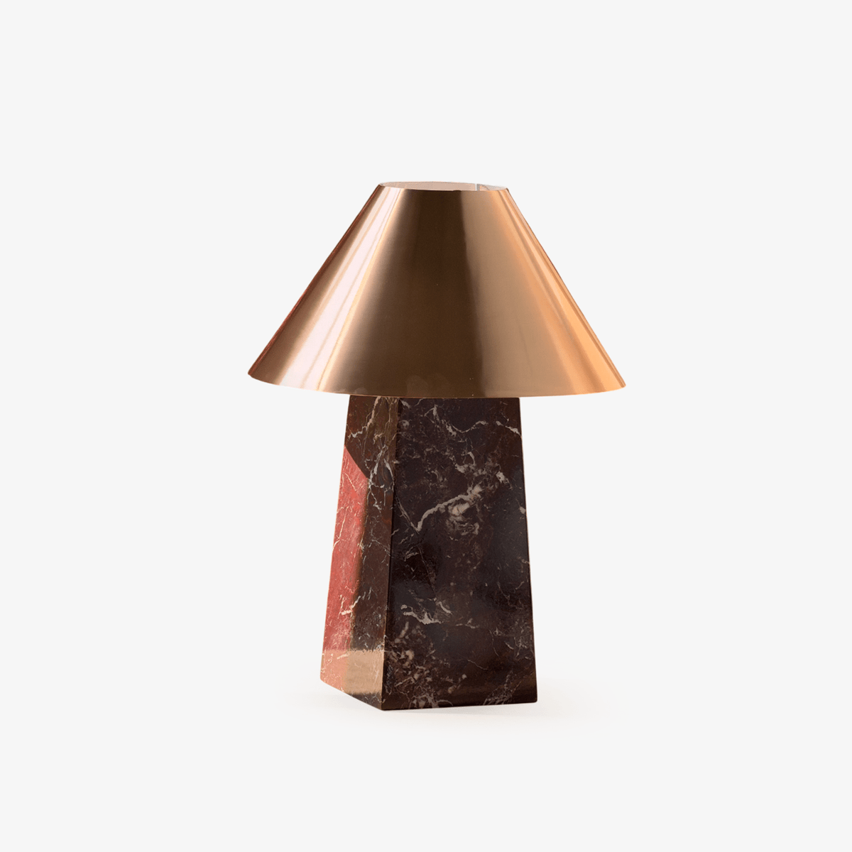 Conic tafellamp van Rood Marmer en Goud