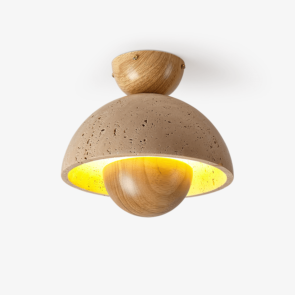 Tavivel travertin plafondlamp met walnoot