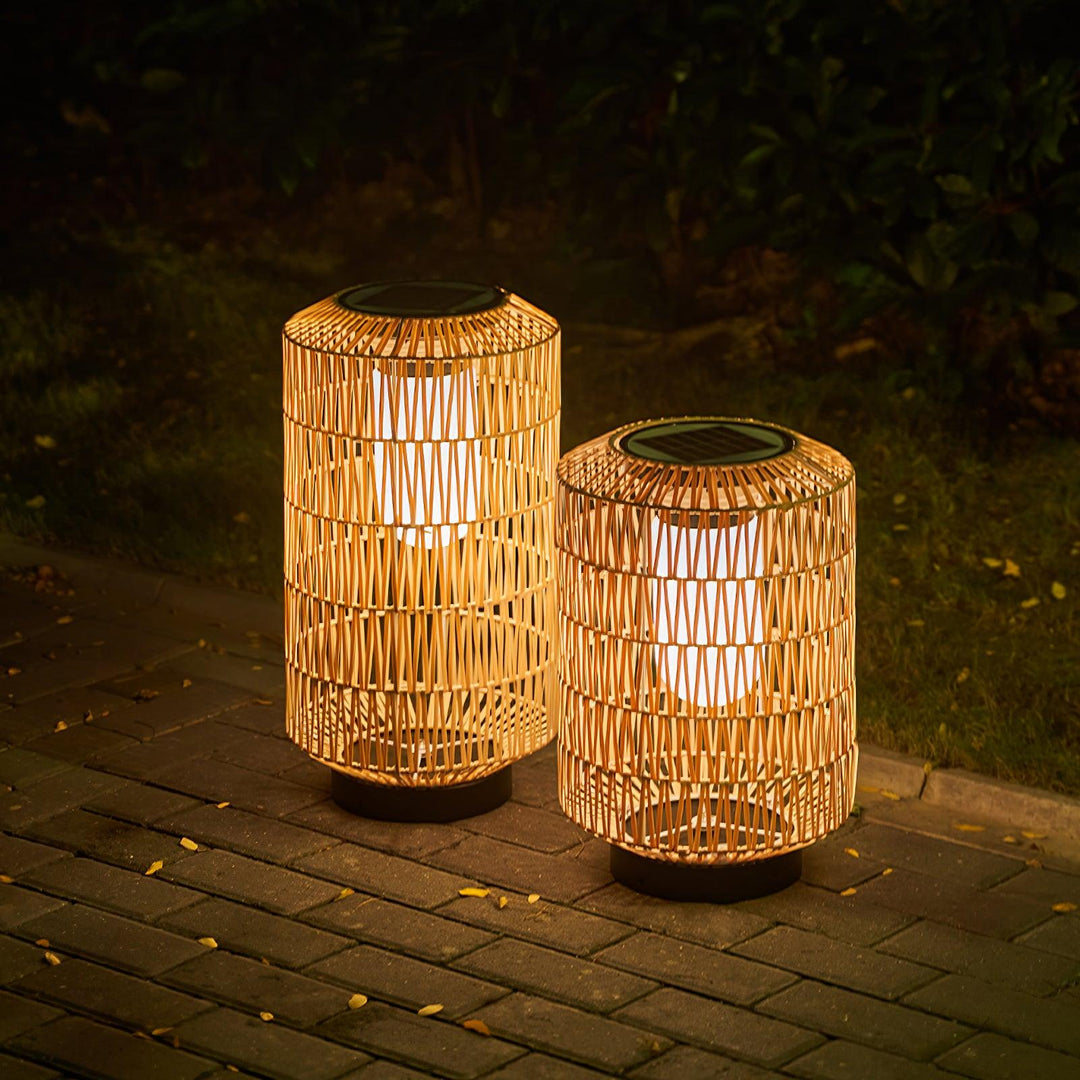 Woven rotan buitenwandlamp