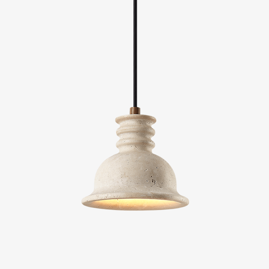 Harrow hanglamp met geel travertin en geribbelde koepel