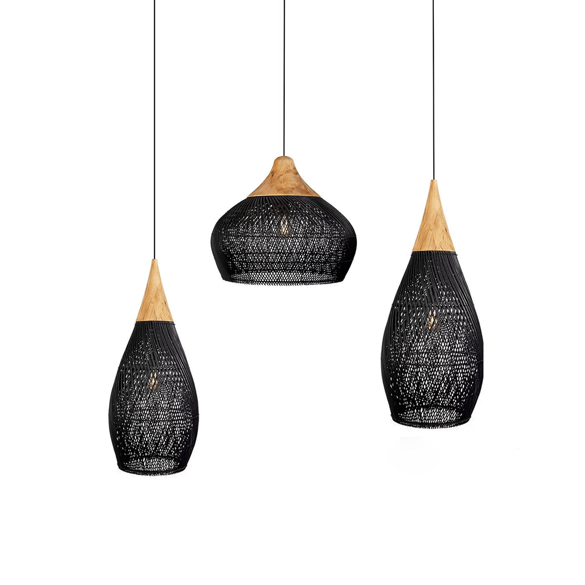 Solavn hanglamp van rotan en hout