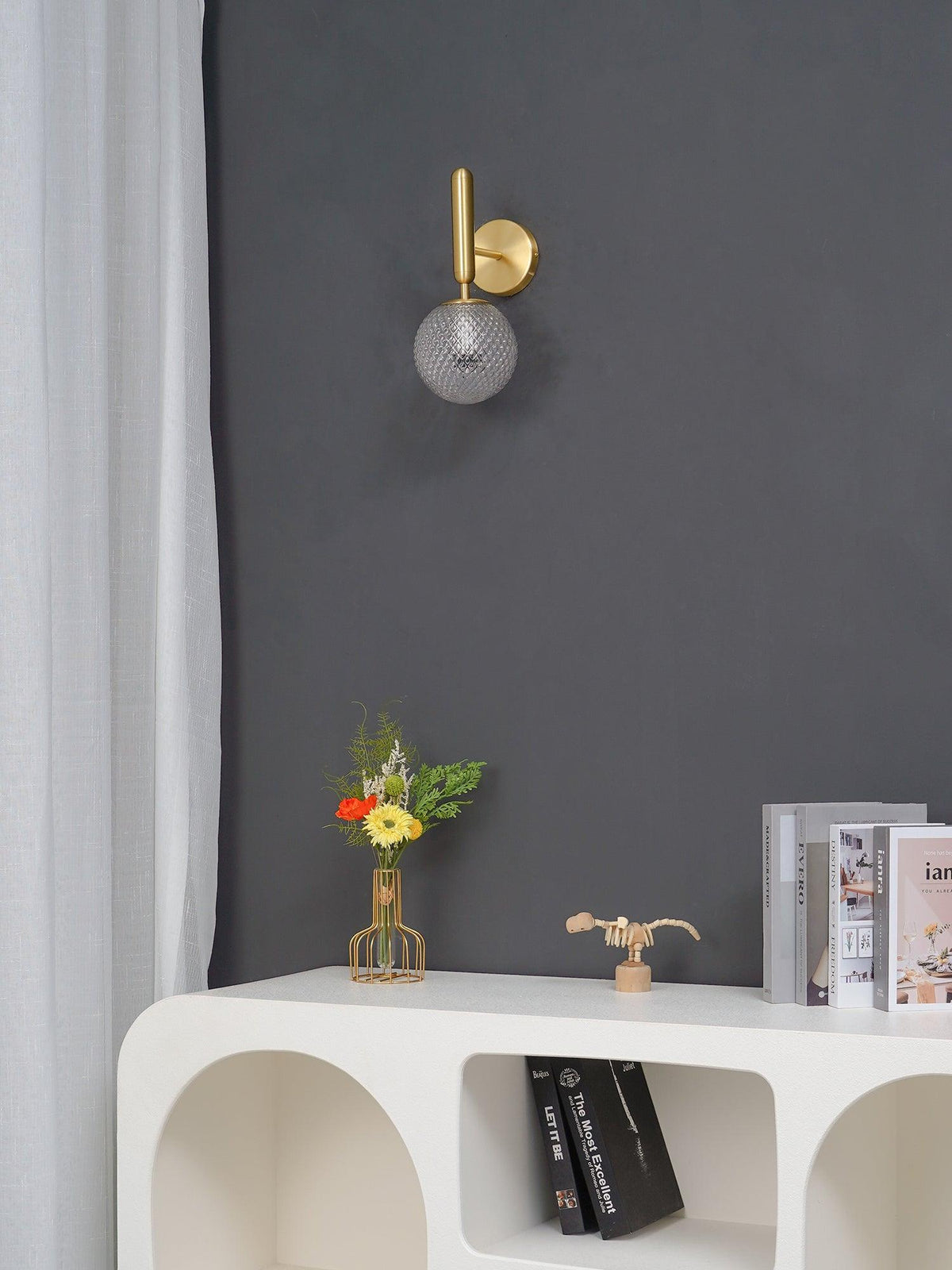 Kynlo wandlamp met stekker, glazen bol Nordic