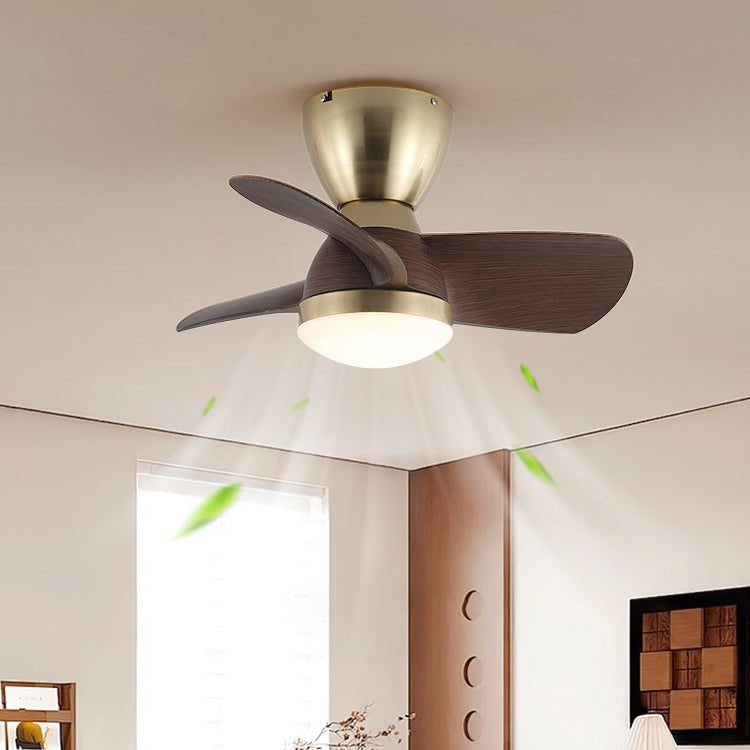 Aldiian minimalistisch messing houten plafondventilator met verlichting
