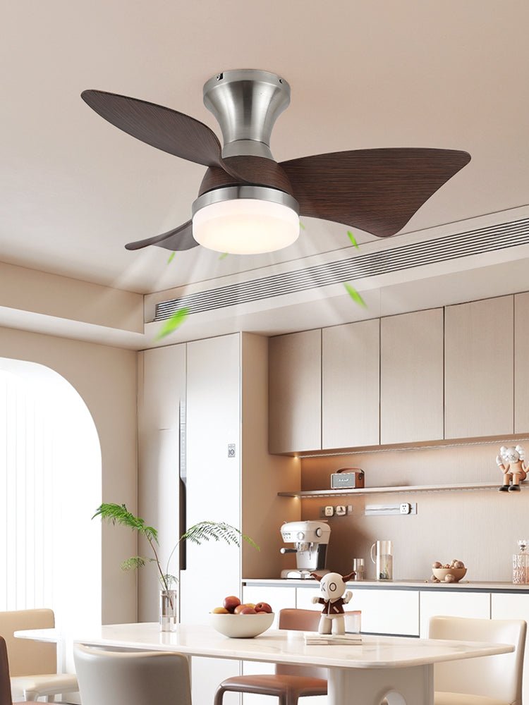 Aureon Moderne plafondventilator met verlichting van walnoothout