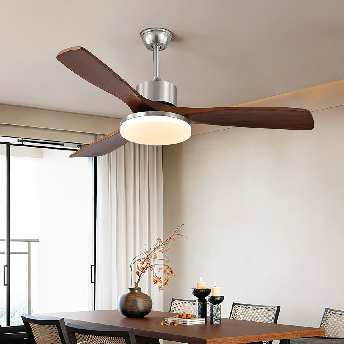 Alduira Moderne plafondventilator met verlichting van walnoothout