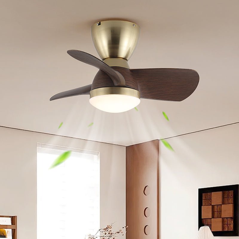 Aldiian minimalistisch messing houten plafondventilator met verlichting