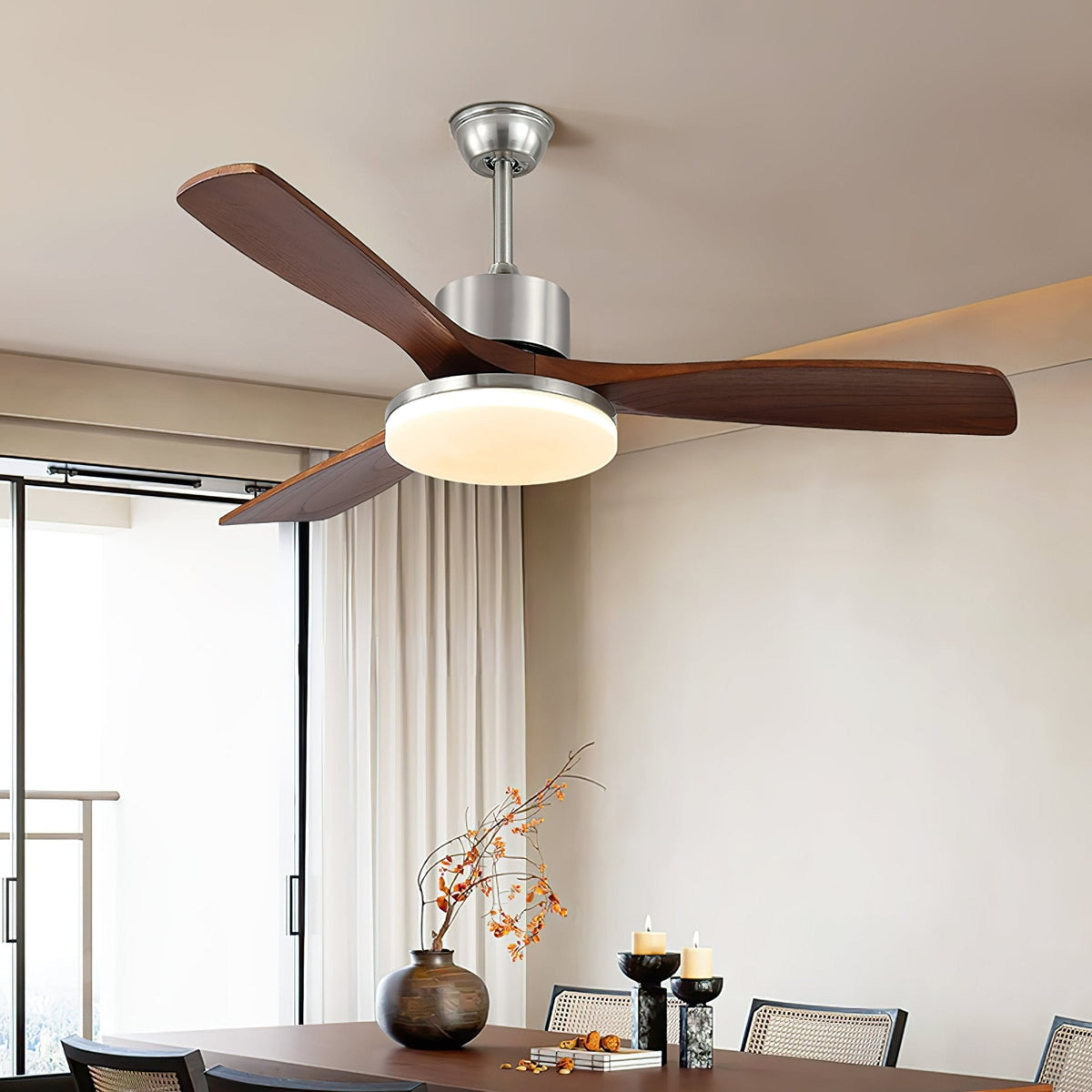 Alduira Moderne plafondventilator met verlichting van walnoothout