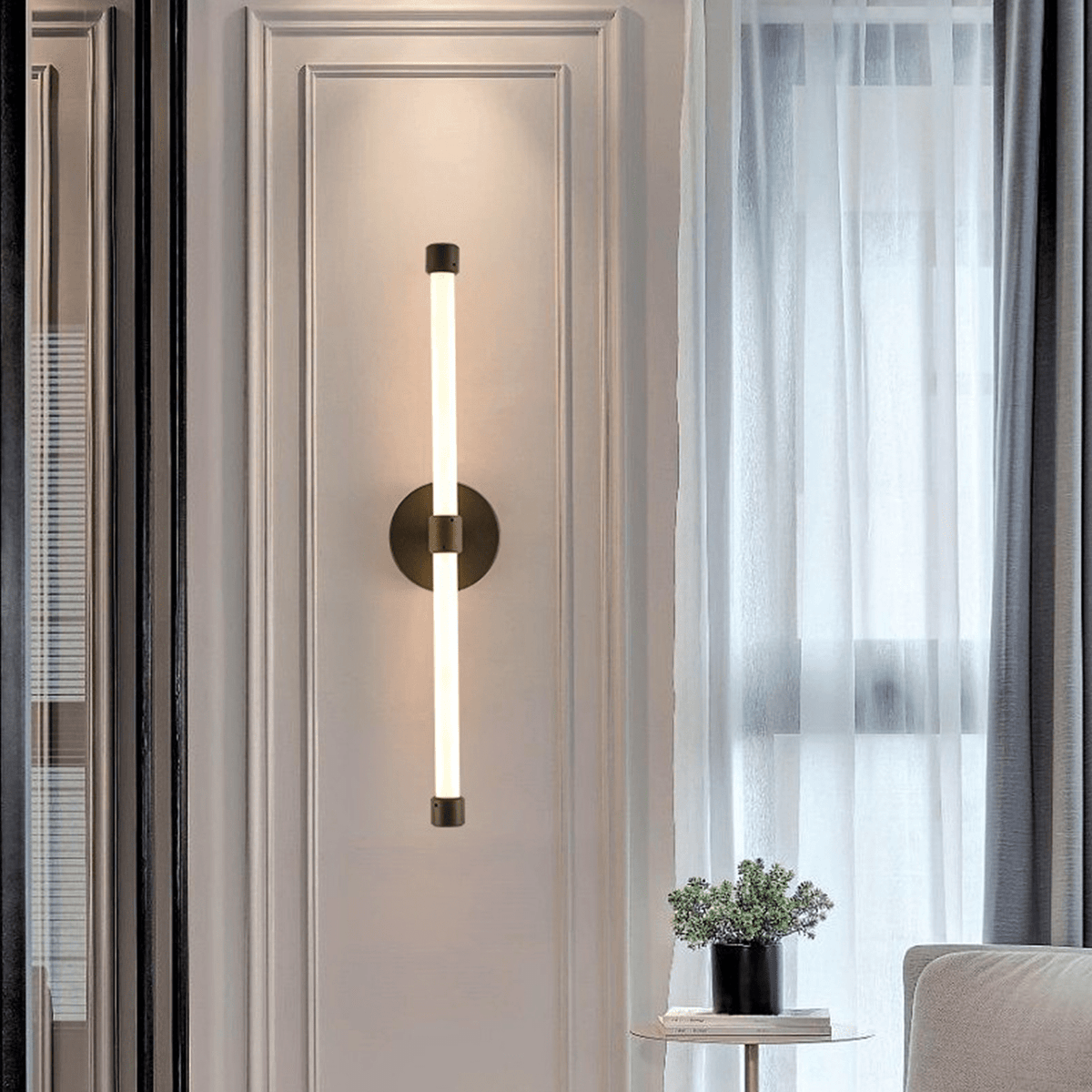 Voske verticale buis minimalistische messing wandlamp