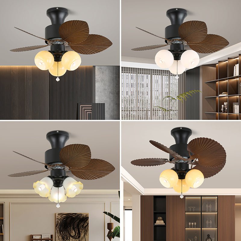 Celoine Tropische plafondventilator met verlichting van glas