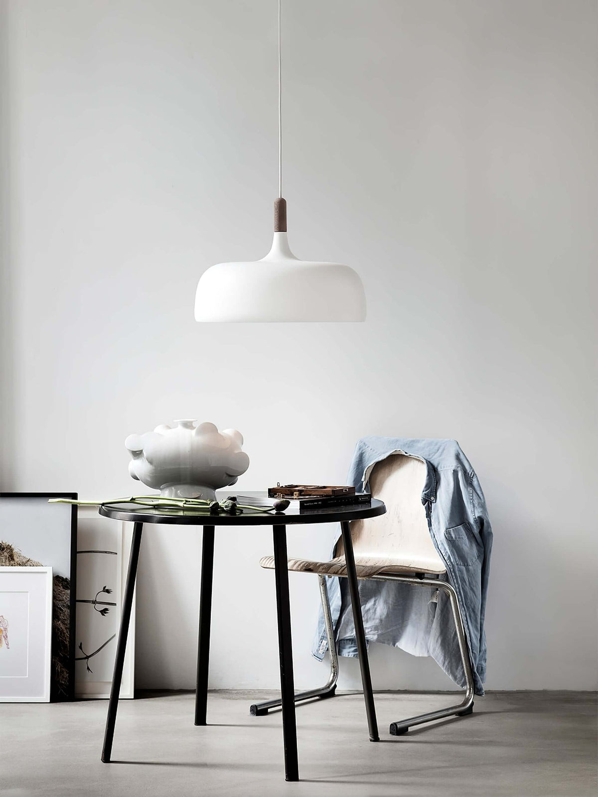 Sylivenne hanglamp witte kap houten accenten