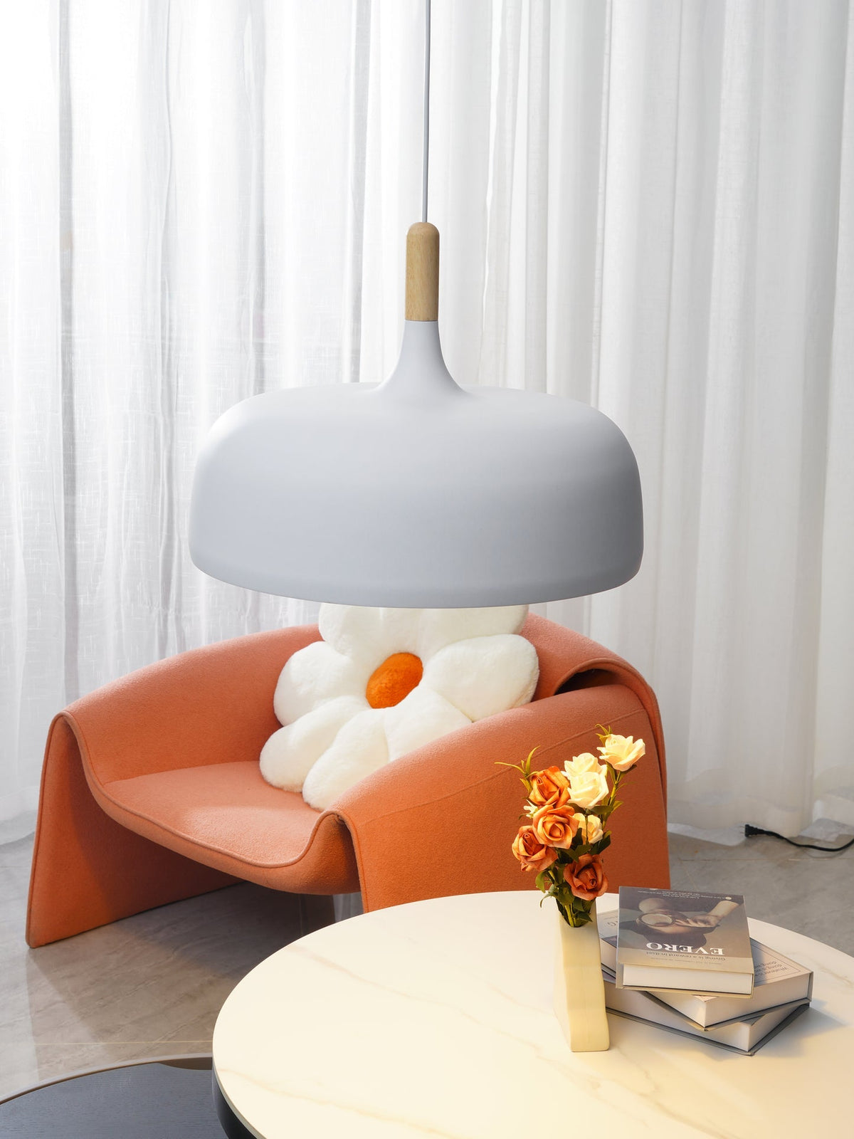 Sylivenne hanglamp witte kap houten accenten